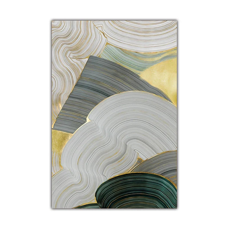Green Beige Gray Flowing Swirls Abstract Wall Art Fine Art Canvas Prints Pictures For Modern Apartment Dining Room Living Room Art Decor | Bowlift