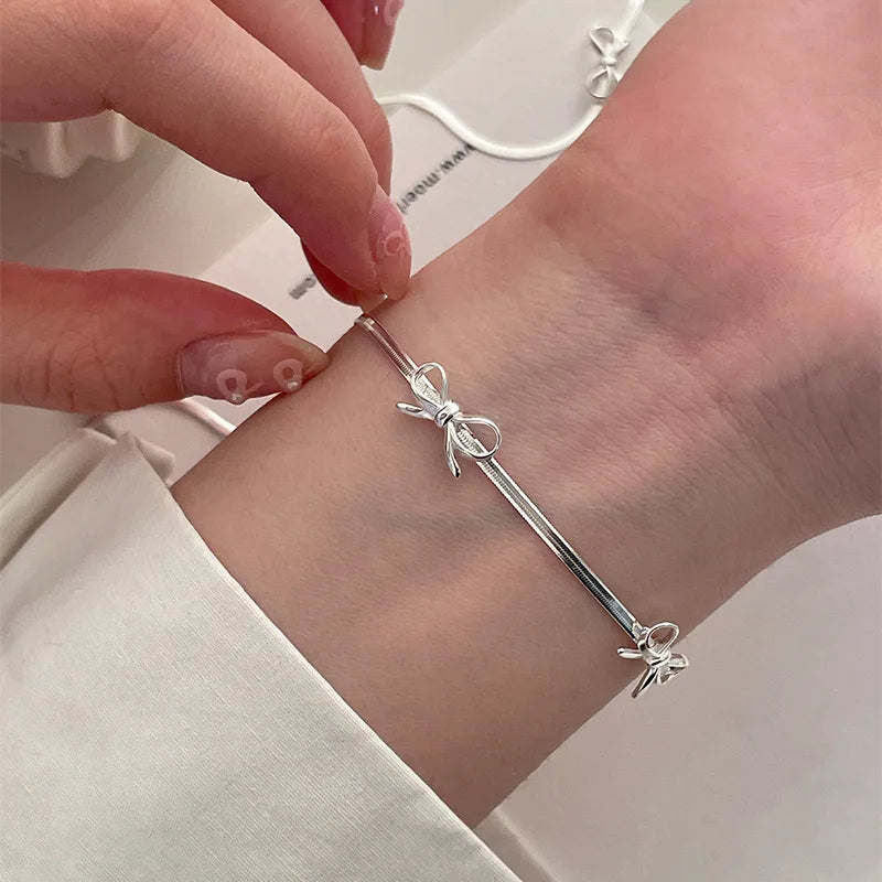 BowLift | Feminine Bow Herringbone Necklace and Bracelet