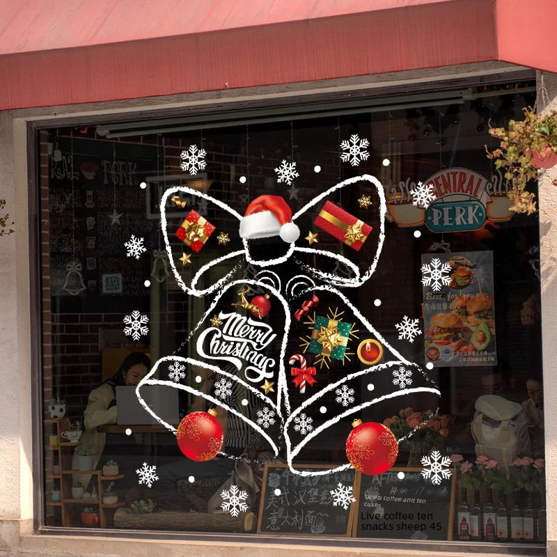 BowLift | WinterBell Christmas Window Stickers – Reusable PVC Window Decoration with Festive Bell Design