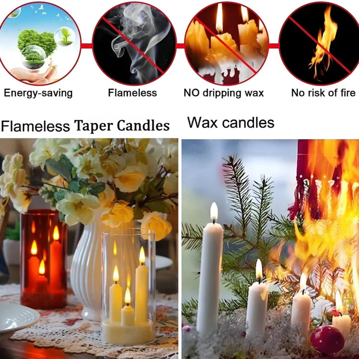 BowLift | Lunavera | Flameless LED Stick Candle 3-in-1 | With 15 cm Lampshade | Battery-operated & Flickering Light | For Christmas, Wedding & Decor