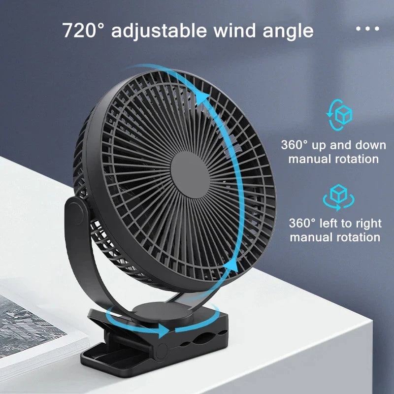 BowLift | Portable USB Rechargeable Fan with 10000mAh Battery & Clip – Zephyr
