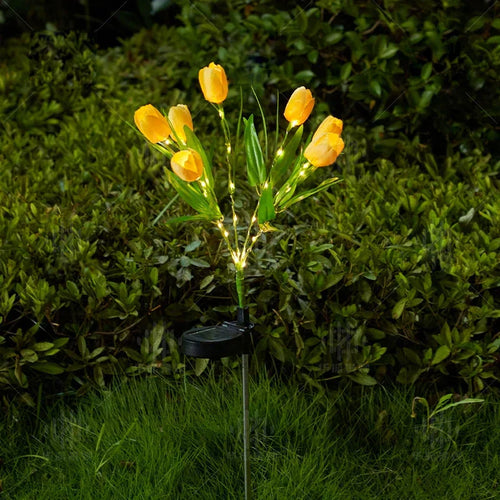 BowLift | GlowPetal Solar tulip | Decorative light for garden & balcony | LED light & weatherproof | Tulip shape with solar panel