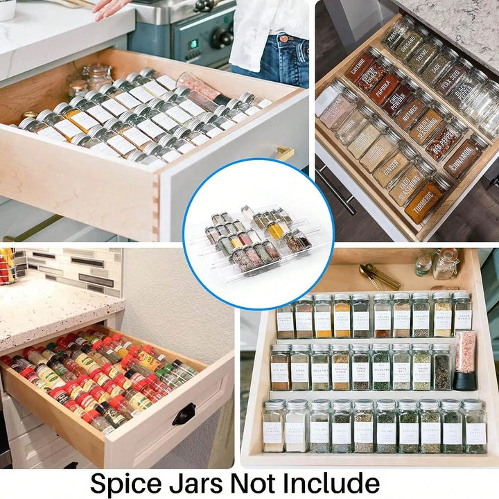 Spice drawer organizer made of acrylic | 2 levels, angled & stackable | Bowlift