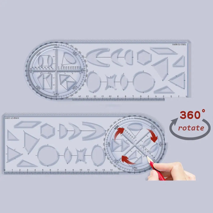 Math Genius Multi-Angle Drawing Precision Ruler | Bowlift