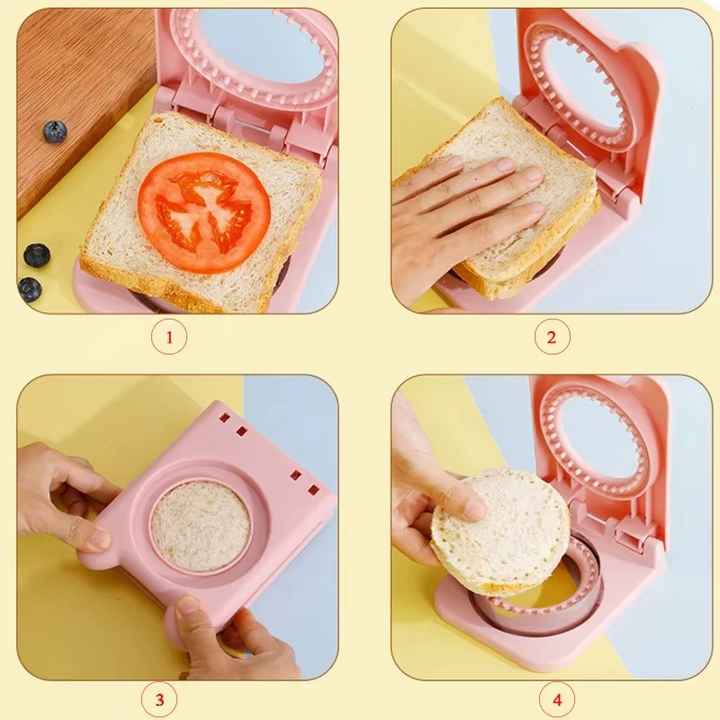 BowLift | Crustless Sandwich Cutter & Sealer | ToastyPress Kitchen Tool | Compact Lunchbox Maker