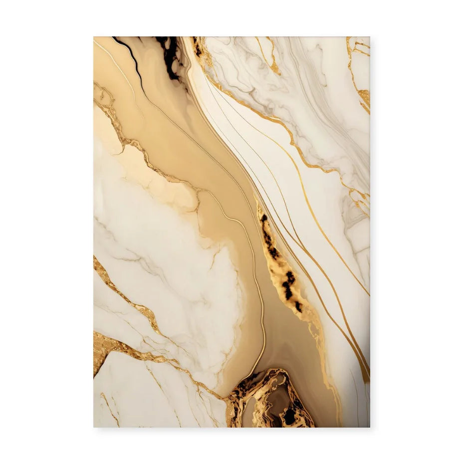 Modern Abstract Black Beige Golden Liquid Marble Print Wall Art Fine Art Canvas Prints Pictures For Living Room Bedroom Art Decor | Bowlift