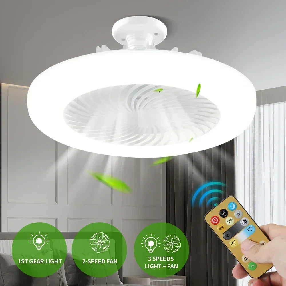 Upgrade Your Living Space with the Smart Remote Control Ceiling Fan - LED Lighting and E27 Converter Base Included for Ultimate Convenience | Bowlift