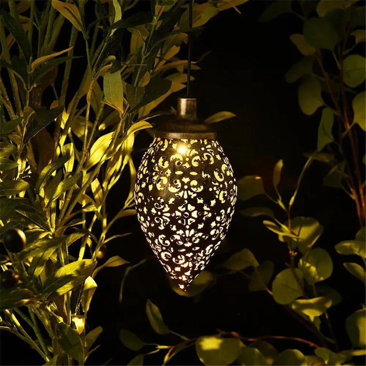 BowLift | Lumivis SolArt Solar Garden Lantern Drop Shape | Waterproof & Projection Effect | Metal | For Balcony, Terrace & Outdoor Area