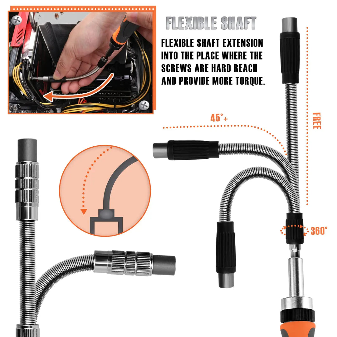 BowLift | 68-in-1 Ratchet Screwdriver Set with Magnetic Bits & Extension Rod – FortiDrive