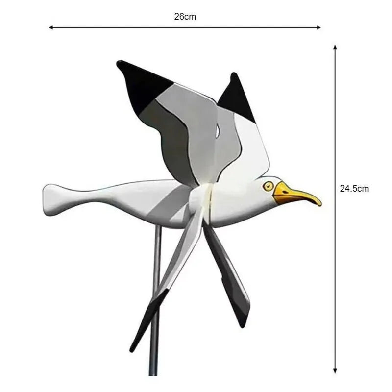 BowLift | Garden decor wind bird SkyGull | Creative wind spinner with seagull motif | Weatherproof & height adjustable | 25 cm figure