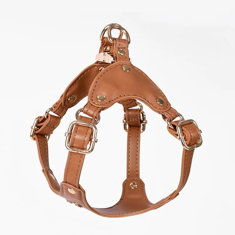 Adjustable Leather Dog Harness with Custom Engraving Bowlift