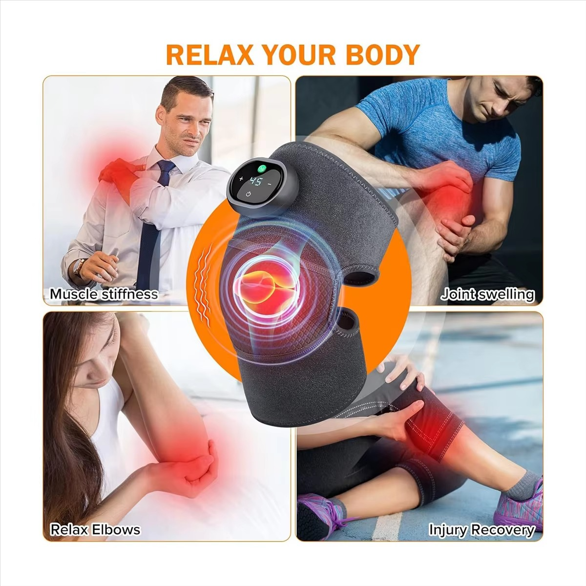 BowLift | Heating Knee Massager 3 in 1 Portable Vibration and Heat Therapy Device for Knee Shoulder and Elbow Pain Relief