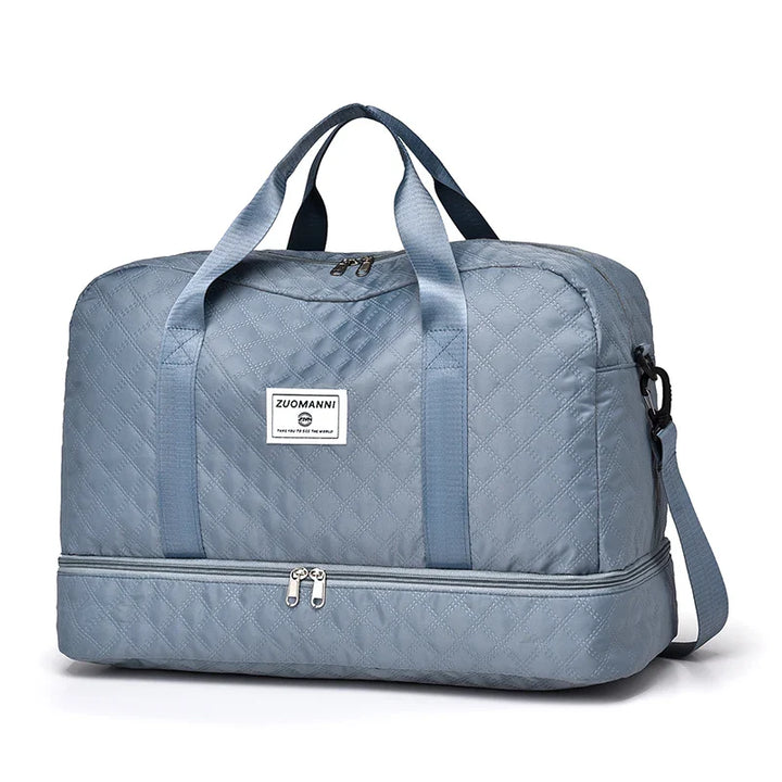 BowLift | Raumio TravelFlex Lightweight Travel Bag with Diamond Pattern | Large Sports & Weekend Bag with Shoe Compartment & Wet Compartment | Cabin Luggage Suitable & Foldable