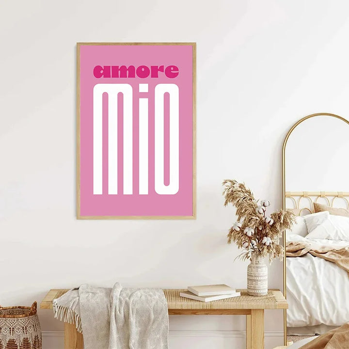 Pink Retro Love Quote Wall Art Fine Art Canvas Prints Typographic Pictures For Bedroom Living Room Hotel Room Modern Apartment Wall Art Decor | Bowlift