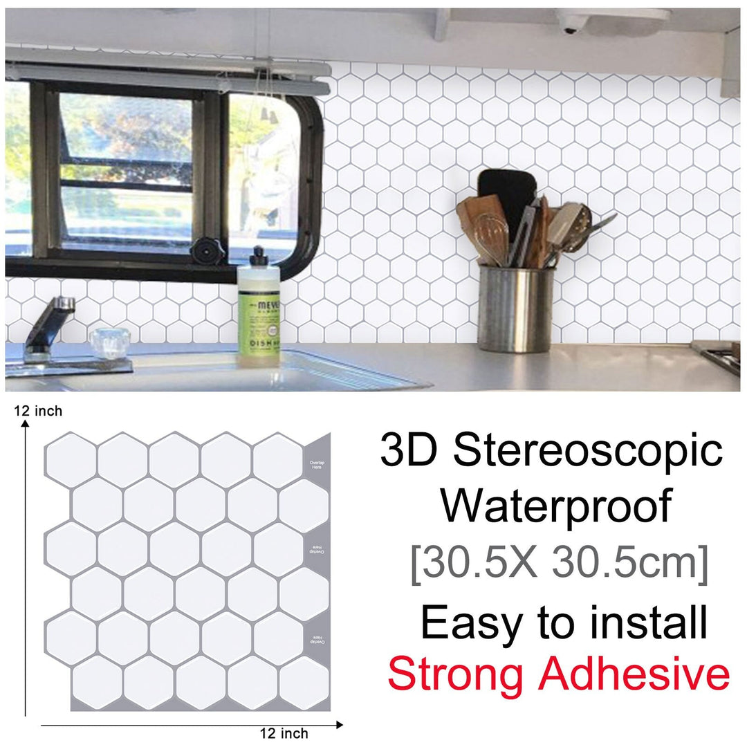 3D Self-Adhesive Hexagonal Wall Stickers | Bowlift