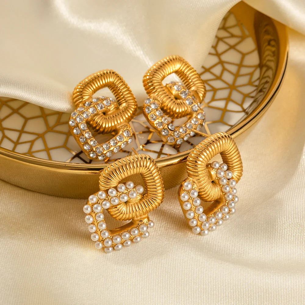 BowLift | 18k Textured Dual Squircle Earrings