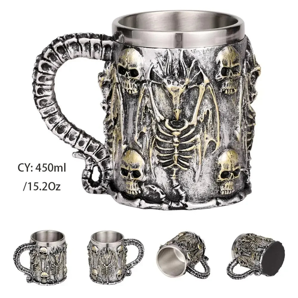 BowLift | Medieval Dragon Resin Stainless Steel Mug as Coffee Mug or Tea Mug