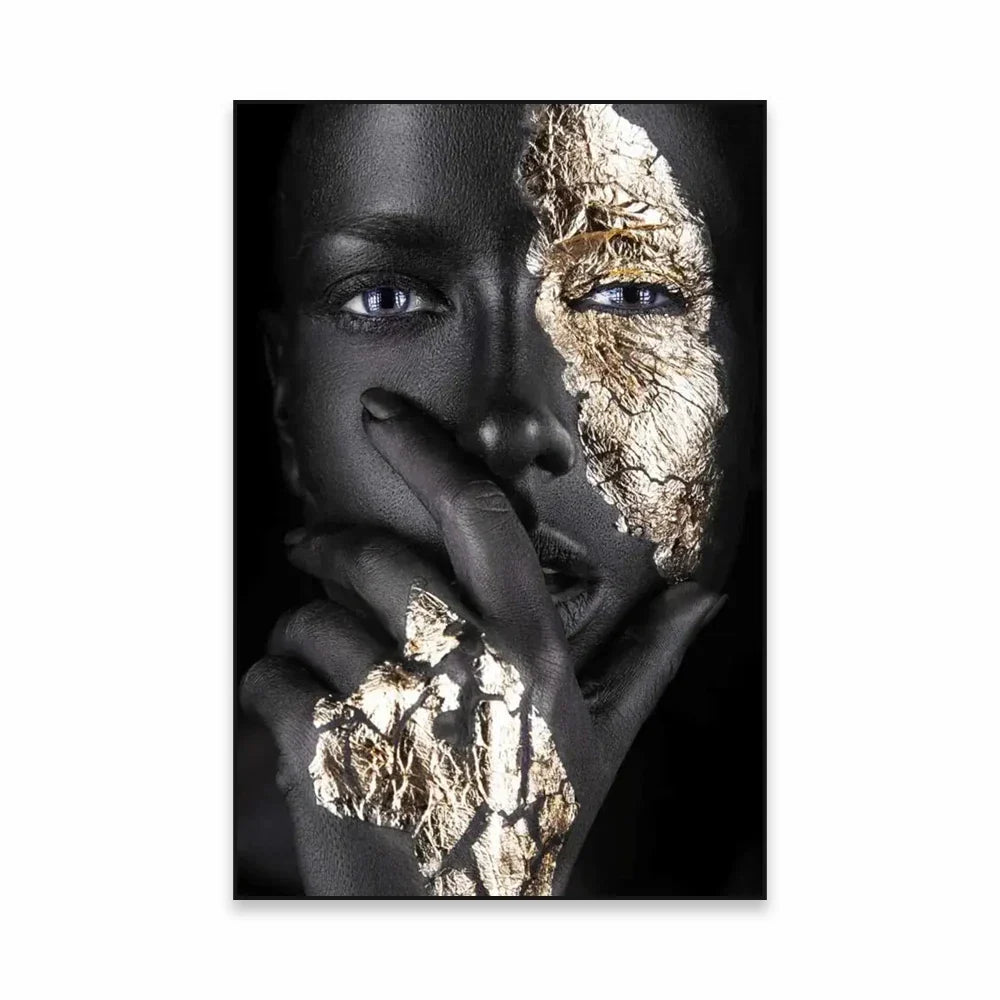 Golden Girl Fashion Wall Art Fine Art Canvas Prints Modern Abstract Portrait Pictures For Living Room Bedroom Boutique Salon Art Decor | Bowlift