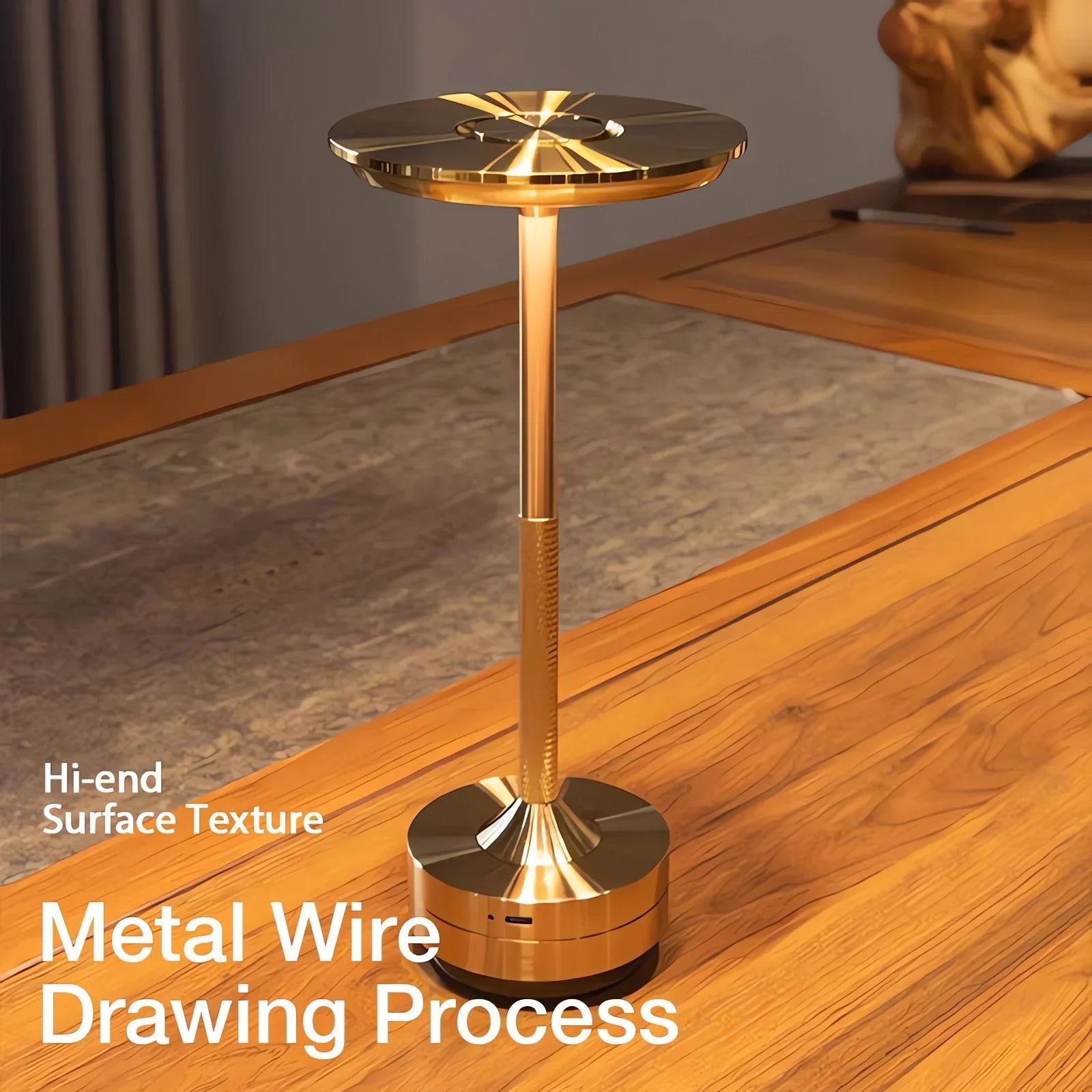 BowLift | Cordless Rechargeable Modern Aura Table Lamp with Touch Controls | Wireless LED Light for Modern Side Tables and Office Desks | Minimalist Table Lamp