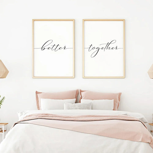 Lovers Quote Wall Art Black White Minimalist Typographic Posters Fine Art Canvas Prints Picture For Bedroom Living Room Art Decor | Bowlift