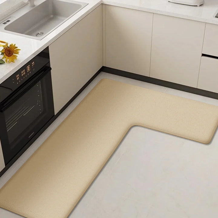 BowLift | CleanLuxe Kitchen Mat | L-shaped & Thickened | Non-slip, Oil-absorbent & Dirt-repellent | Soft Flannel for More Comfort