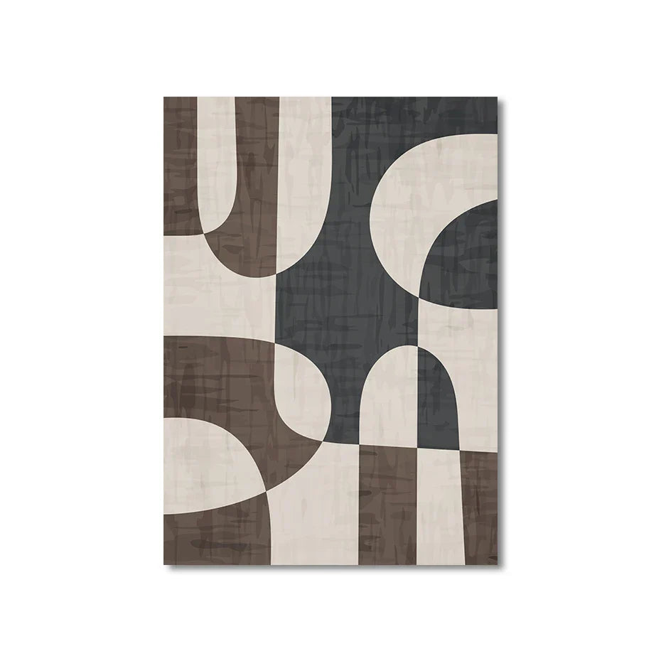 Modern Geometric Brown Beige Abstract Wall Art Fine Art Canvas Prints Pictures For Living Room Bedroom Contemporary Interior Decor | Bowlift