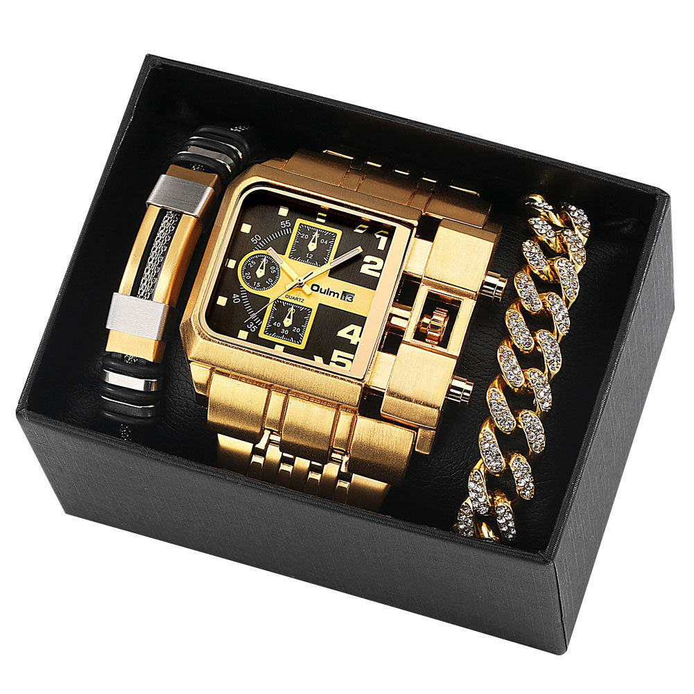 BowLift | Big Dial Watch Quartz Business Men Gift Set