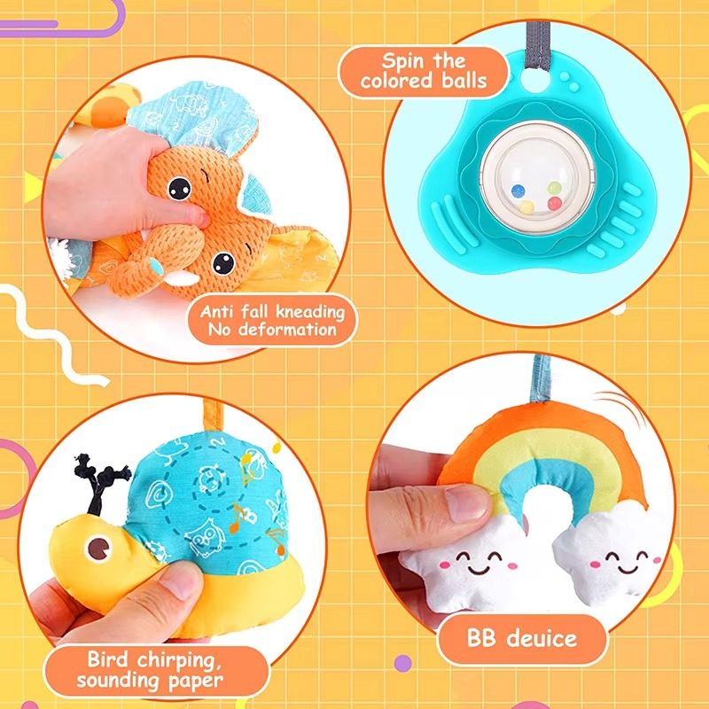 BowLift | Elephant Spiral Sensory Activity Toy for Car Seat, Stroller, and Crib