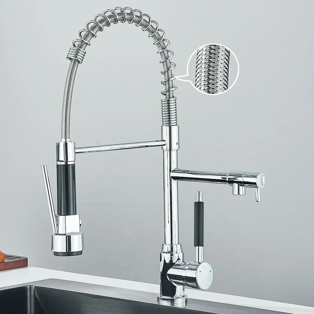 HydroFlex – Modern Kitchen Faucet with Double Spout Bowlift