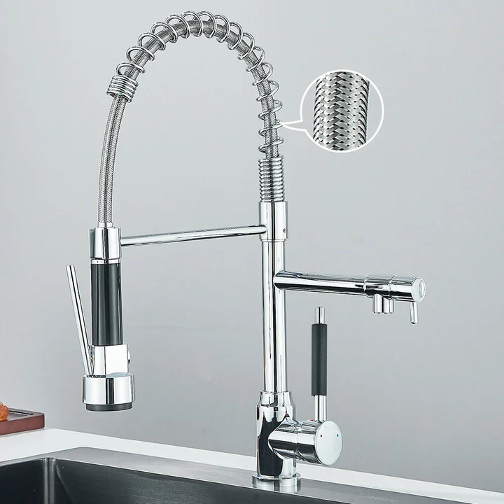 HydroFlex – Modern Kitchen Faucet with Double Spout Bowlift