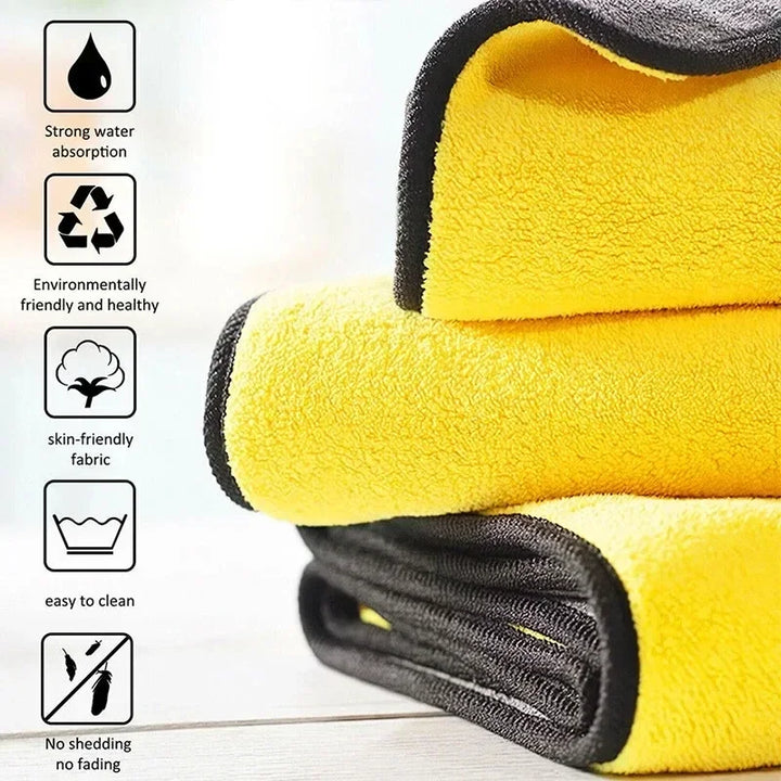 BowLift | GlanzMeister Microfiber Cloth Double-Sided | Extra Absorbent & Lint-Free | For Car, Glass & Household | Yellow/Grey