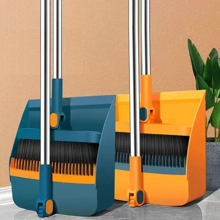 BowLift | Compacte Veegbezem- en Veegschopset met Haarverwijdering en Opvouwbare Schop