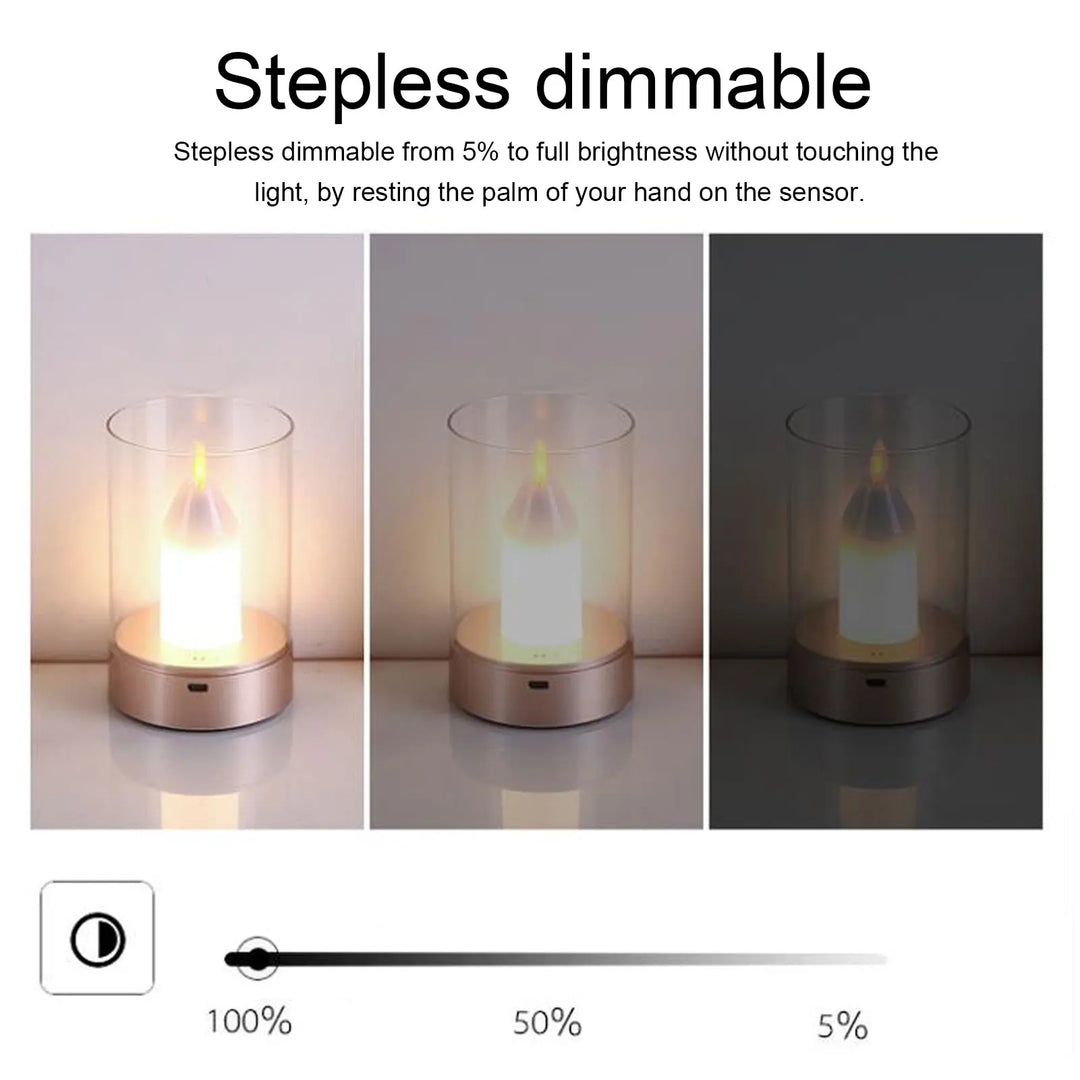 BowLift | AuraFlame LED Candle | Gesture Control & Stepless Dimmable | USB Rechargeable | Warm Light 2400K | 8.5 × 8.5 × 13 cm