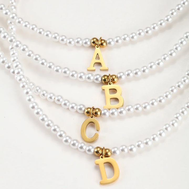 BowLift | Elegant Gold Accented Pearl Letter Initial Necklace