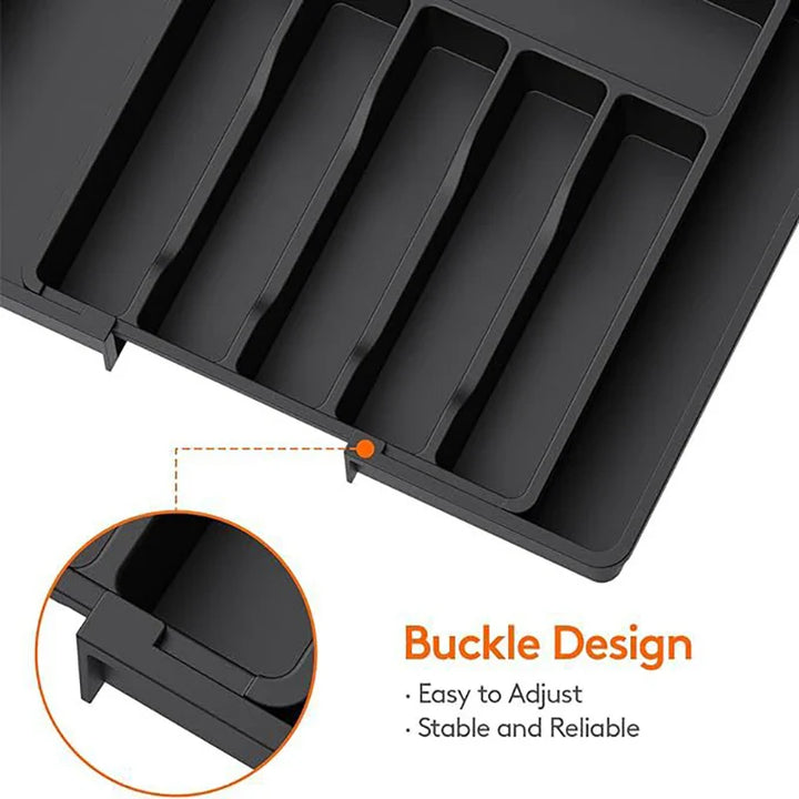BowLift | Modulora Cutlery Drawer Insert | Expandable Cutlery Organizer | Adjustable Storage System Made of PP | 38×35 cm