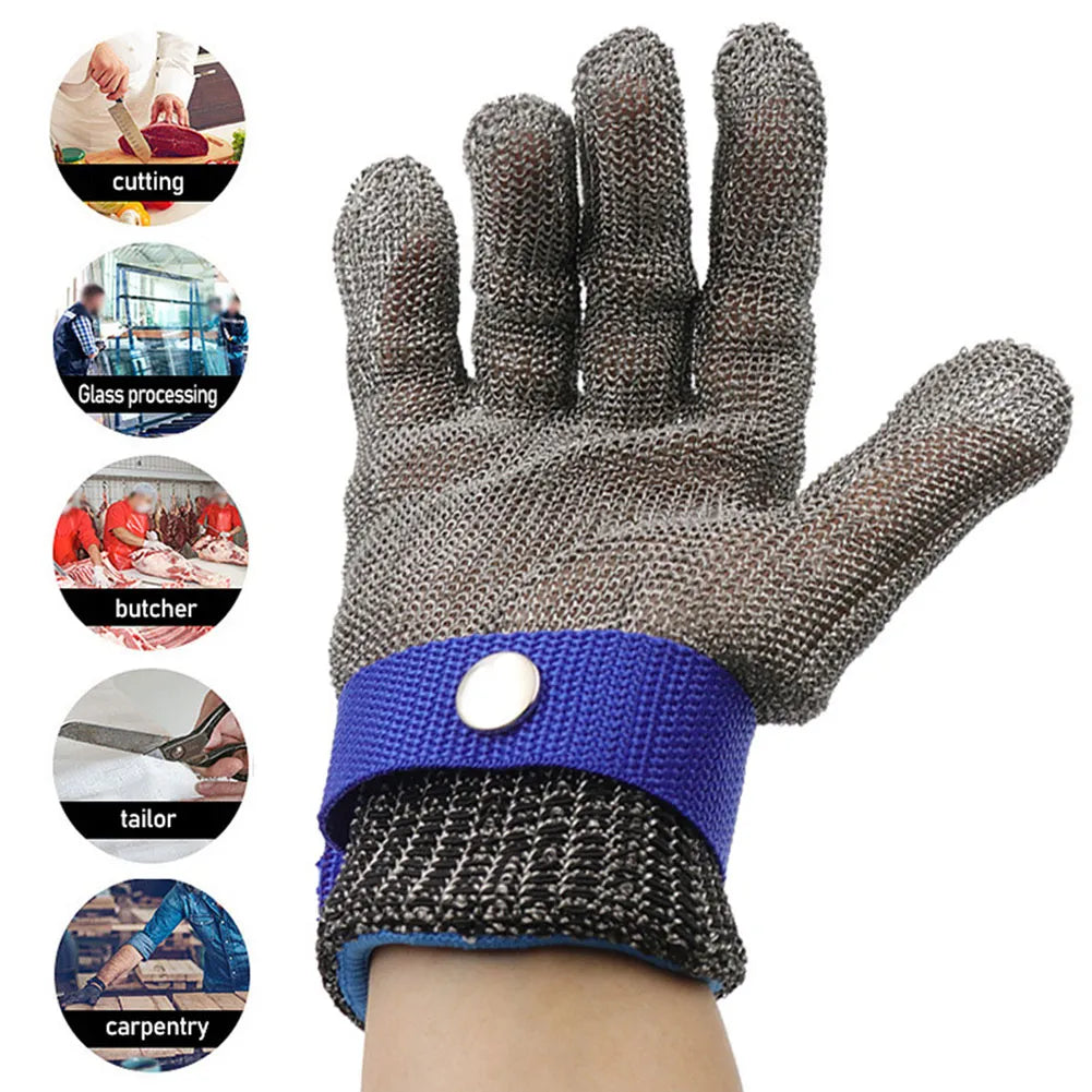 BowLift | Stainless steel cut-resistant gloves - Anti-cut, wire metal weave hand protection for slaughtering, gardening and labor safety