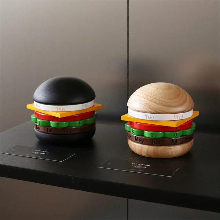 Rotating Wooden Hamburger Decorative Calender | Bowlift