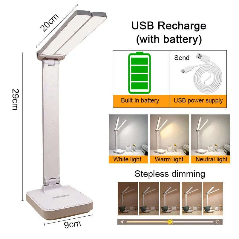 BowLift | LED Table Lamp | Reading Light | USB Rechargeable. Dimmable & Touch-Controlled for Reading