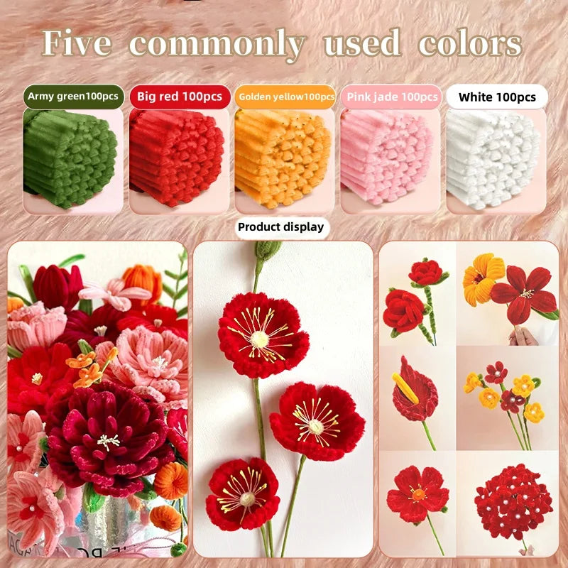 BowLift | FiloTwist Craft Plush Set | 500 Colorful Pipe Cleaners | Malleable & Fluffy | For DIY & School