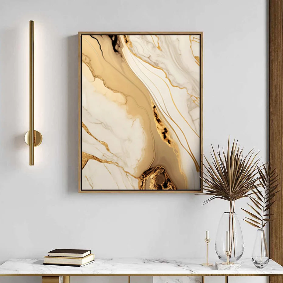 Modern Abstract Black Beige Golden Liquid Marble Print Wall Art Fine Art Canvas Prints Pictures For Living Room Bedroom Art Decor | Bowlift