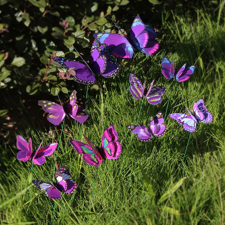 BowLift | FloraViva Butterfly Garden Stakes | Set of 10 | Weatherproof & Colorful | For Beds, Flower Pots & Balcony