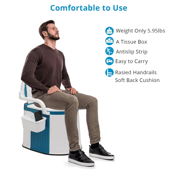 BowLift | Portable Comfort Commode with 5-Gallon Capacity and Sturdy Handrails