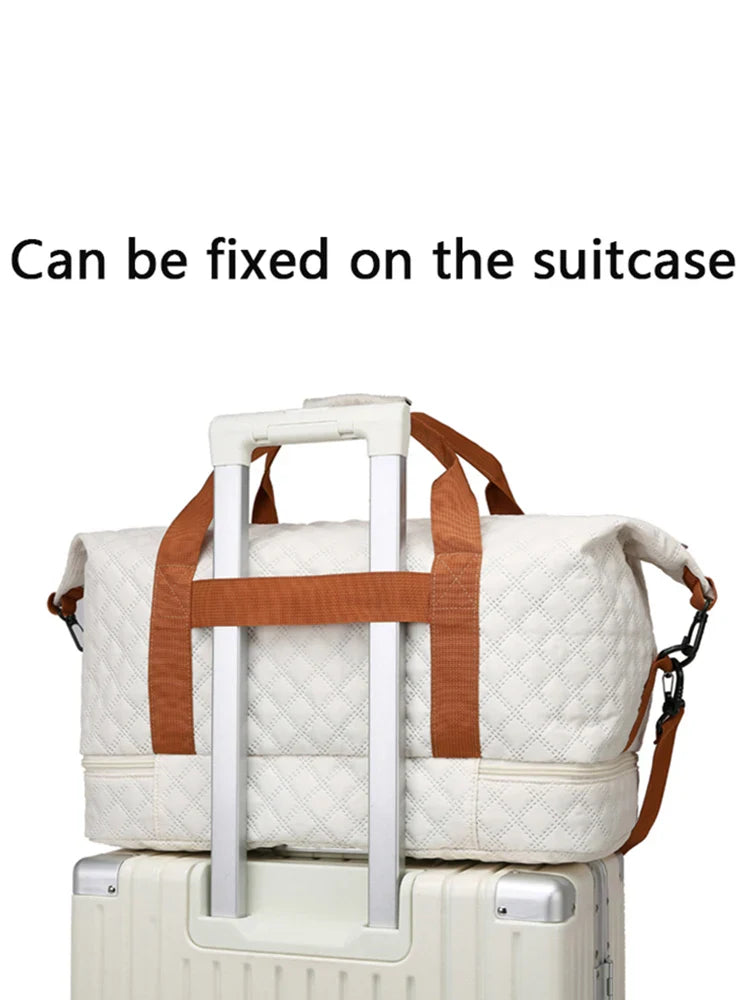 BowLift | Travessia Travel Bag with Shoe Compartment | Large Capacity & Argyle Design | Nylon Weekender for Sports, Short Trips & Everyday Use