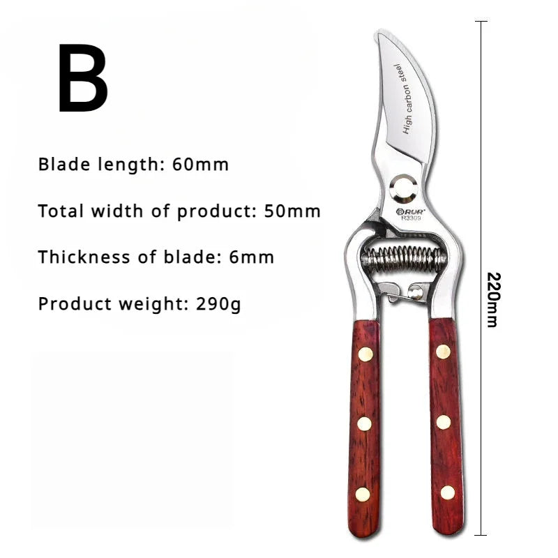 BowLift | TreeGrip 20 | Garden shears with wooden handle | 20 cm | Forged carbon steel | For branches & fruit trees