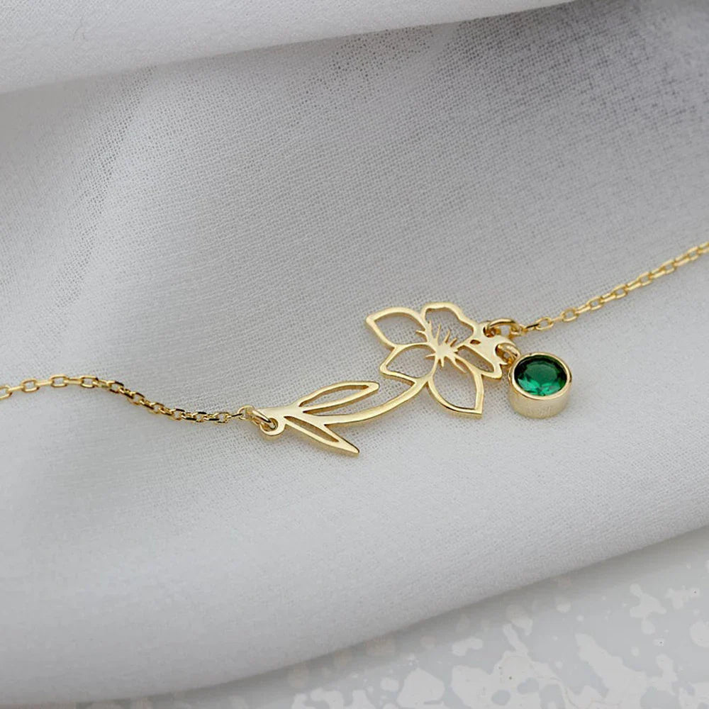 BowLift | Dainty Birth Flower & Birthstone Chain Bracelet