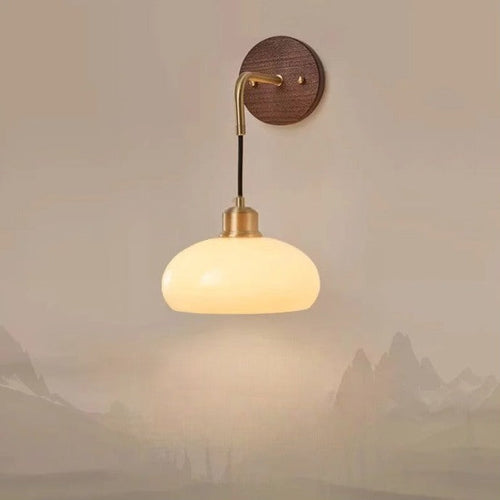 BowLift | WalnutEdge – Modern Wall Lamp in Walnut and Brass