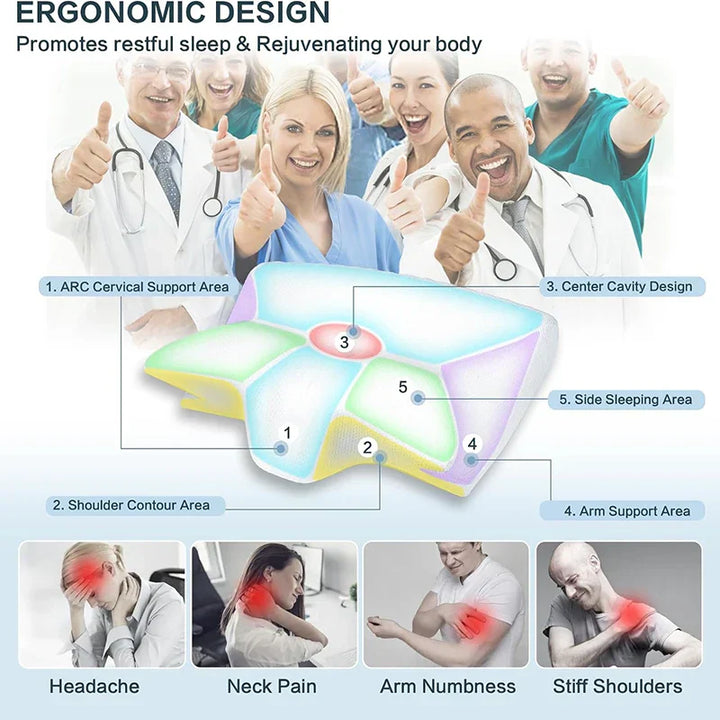 BowLift | Memory Foam Cervical Pillow | Ergonomic 2-in-1 Design for Neck Pain Relief & Comfortable Sleep