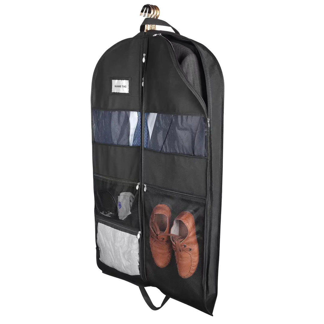 BowLift | Travel Dresses Garment Bag for Travel | Double-Sided Zipper & XXL Pockets | Breathable & Transparent | 43 inch Hanging Suit Organizer