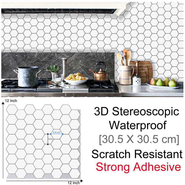 3D Self-Adhesive Hexagonal Wall Stickers | Bowlift