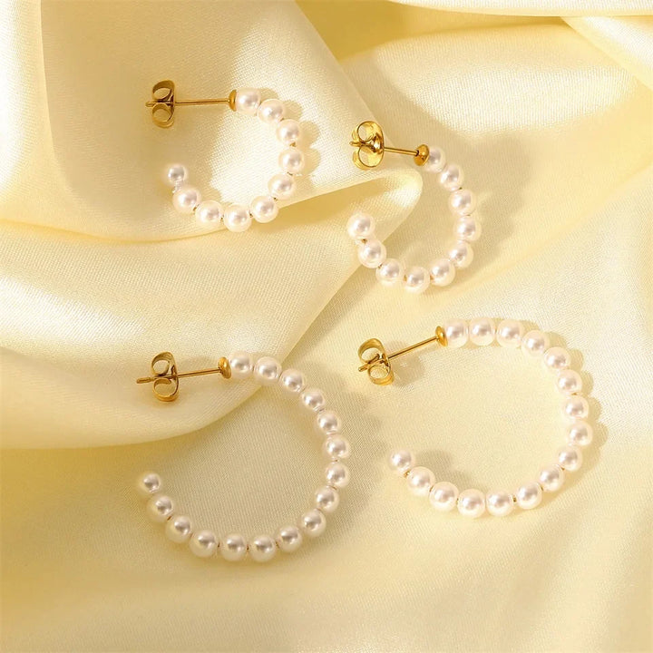BowLift | Elegant C Hoop Pearl Earrings